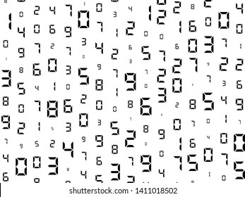 Digital Code. Random Placement, Different Sizes. Vector Elements On An Isolated Light Background, With The Ability To Overlay.