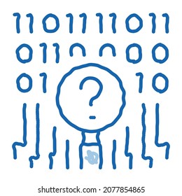 digital code researcher sketch icon vector. Hand drawn blue doodle line art digital code researcher sign. isolated symbol illustration