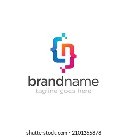 Digital Code vector logo design concept , technology, pixel logo template, modern code logo