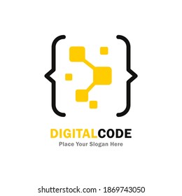 Digital code vector logo template. Suitable for business, web, technology and art