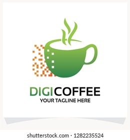 Digital Coffee Logo Design Template Inspiration