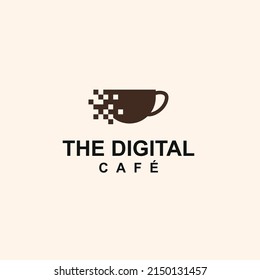 digital coffee logo design vector silhouette illustration 