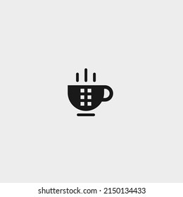 digital coffee logo design vector silhouette illustration