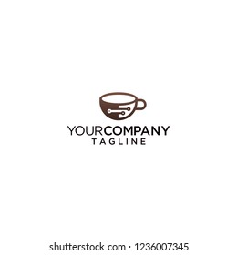 digital coffee logo vector icon