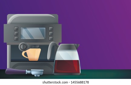 Digital coffee machine concept banner. Cartoon illustration of digital coffee machine vector concept banner for web design