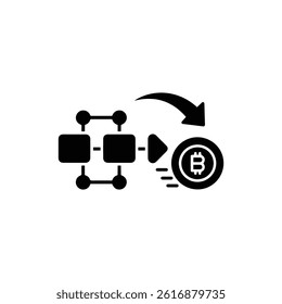 Digital Coin Being Mined from Blockchain with Arrow Symbolizing New Coins Being Created