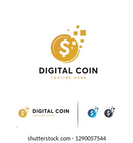 Digital coin logo designs template, Digital Money logo, Iconic Electronic Pay