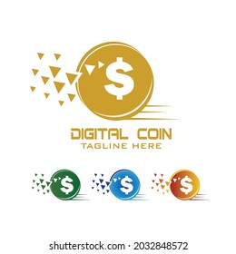 Vorlage für das digitale Münzlogo, Logo für digitales Geld, Ikonischer elektronischer Zahler