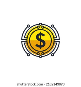 Digital coin money vector icon logo design