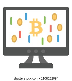 
Digital coin raining on desktop screen showing concept of bitcoin earning
