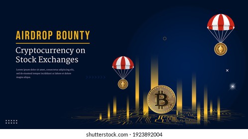 Digital Coin Symbol cryptocurrency 3D background , Airdrop Vector