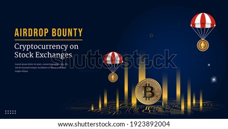 Digital Coin Symbol cryptocurrency 3D background , Airdrop Vector