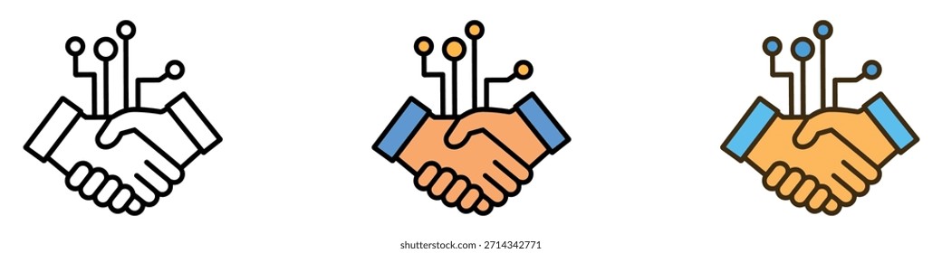 Digital Collaboration icon vector. technology partnership, smart contracts, digital collaboration, agreement, and innovation symbol. vector illustration.