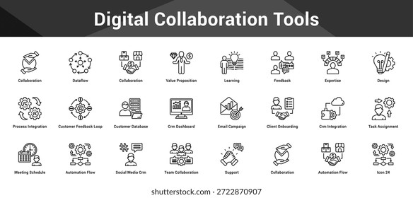 Conjunto cohesivo de iconos vectoriales minimalistas que representan ideas clave con claridad visual
