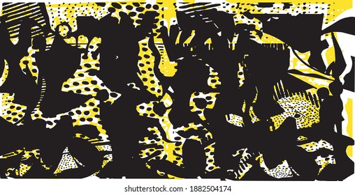 Digital collage abstract background.Abstract black and yellow background