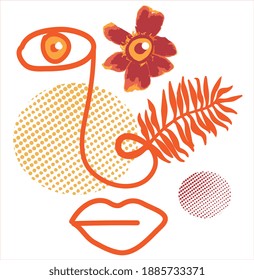 digital collage Abstract flower vector red orange flowers pattern drawing vectors