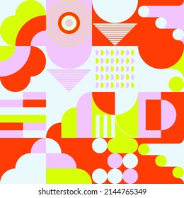 Digital collage graphics pattern made with vector abstract forms and generative geometric shapes, useful for web background, poster art design, magazine front page, hi-tech print, cover artwork.