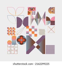 Digital collage graphics pattern made with vector abstract forms and generative geometric shapes, useful for web background, poster art design, magazine front page, hi-tech print, cover artwork.
