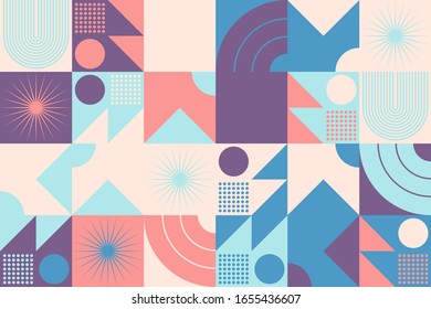 Digital collage of vector abstract technological elements made with bright colored geometric shapes, useful for web background, poster art design, magazine front page, hi-tech print, cover artwork.
