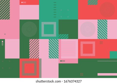 Digital collage of vector abstract technological elements made with bright colored geometric shapes, useful for web background, poster art design, magazine front page, hi-tech print, cover artwork.