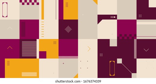 Digital collage of vector abstract technological elements made with bright colored geometric shapes, useful for web background, poster art design, magazine front page, hi-tech print, cover artwork.
