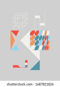 Digital collage of vector abstract technological elements with high-tech lines and geometric shapes, useful for web background, poster art design, magazine front page, hitech print, cover artwork