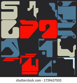 Digital collage of vector abstract technological elements with high-tech lines and geometric shapes, useful for web background, poster art design, magazine front page, hitech print, cover artwork.