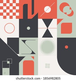 Digital collage of vector abstract technological elements made with bright colored geometric shapes, useful for web background, poster art design, magazine front page, hi-tech print, cover artwork.