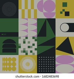 Digital collage vector artwork with abstract deconstructed shapes and cutout graphics elements, great for various backgrounds, poster art, textile design, decorative prints, invitation letters, etc.