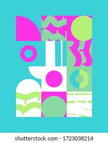 Digital collage vector artwork with abstract deconstructed shapes and cutout graphics elements, great for various backgrounds, poster art, textile design, decorative prints, invitation letters, etc.