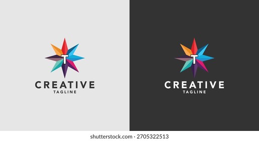 Iconos abstractos coloridos digitales, Elementos y símbolos con las iniciales del logotipo, Plantillas