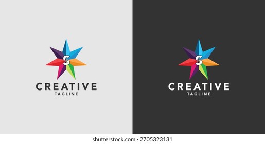 Digital colorido ícones abstratos, elementos e símbolos com iniciais de logotipo, modelos