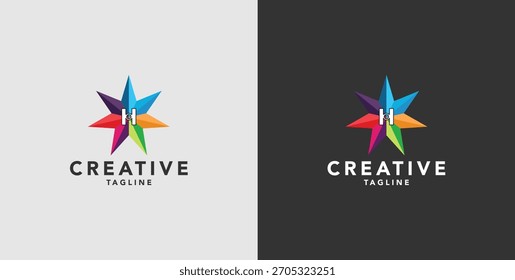 Digital colorful abstract icons, elements and symbols with logo initials, templates
