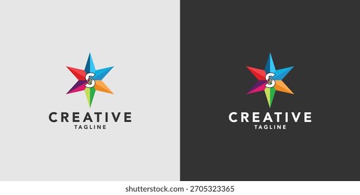 Digital colorful abstract icons, elements and symbols with logo initials, templates