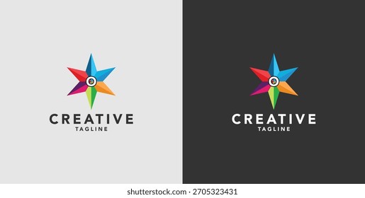 Digital colorful abstract icons, elements and symbols with logo initials, templates