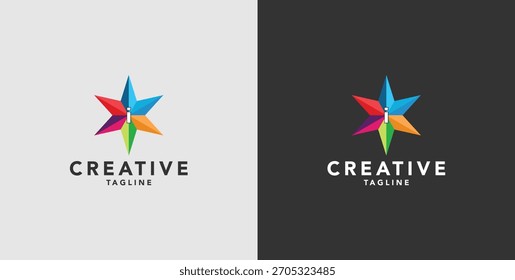 Digital colorido ícones abstratos, elementos e símbolos com iniciais de logotipo, modelos