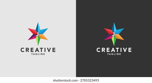Iconos abstractos coloridos digitales, Elementos y símbolos con las iniciales del logotipo, Plantillas