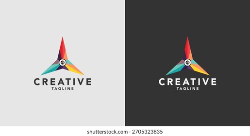 Digital colorful abstract icons, elements and symbols with logo initials, templates