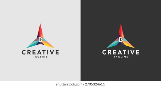 Digital colorful abstract icons, elements and symbols with logo initials, templates