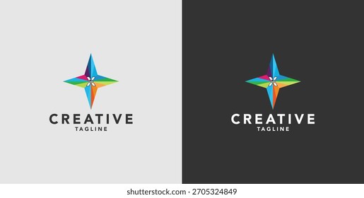 Digital colorful abstract icons, elements and symbols with logo initials, templates