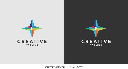 Iconos abstractos coloridos digitales, Elementos y símbolos con las iniciales del logotipo, Plantillas