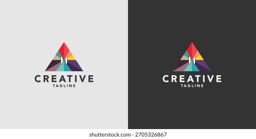 Digital colorful abstract icons, elements and symbols with logo initials, templates