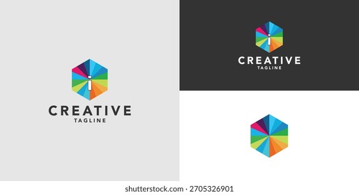 Iconos abstractos coloridos digitales, Elementos y símbolos con las iniciales del logotipo, Plantillas