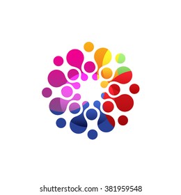 Digital colorful isolated circle logo. Creative abstract template vector illustration. Mind unusual symbol. Covid-19 abstract sign.