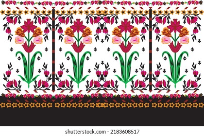 digital colorful textile borders design for print