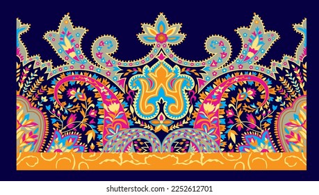 digital colorful textile borders design for print