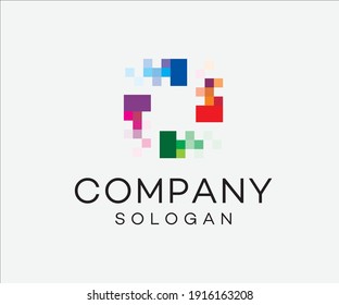 Digital Colors Multi Colors Colorful Logo Design 