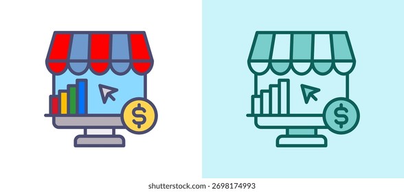 Digital Commerce Icon whitegreen Vector Illustration
