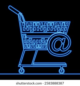 Digital Commerce Modern E-Commerce Innovation and Retail Transformation icon neon glow vector illustration concept