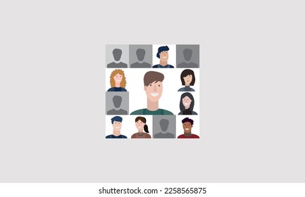 Digital communicate online, business video chat concept, Education web, internet, call, laptop computer scrren, office  vector illustration